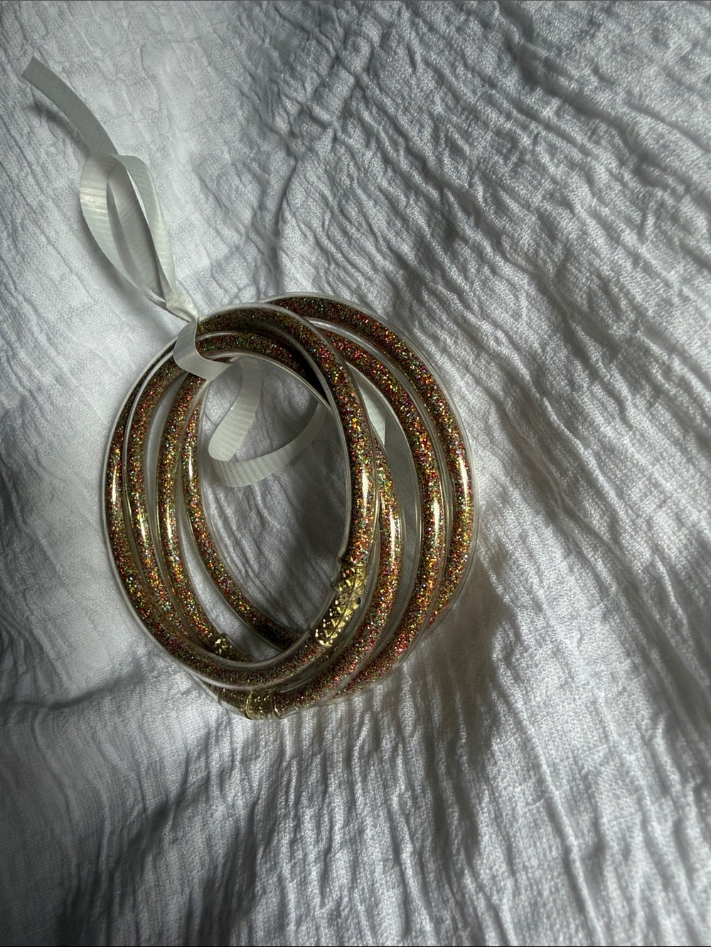 Gold Glitter Multi-Bangle Bracelet Set - Women Jewelry